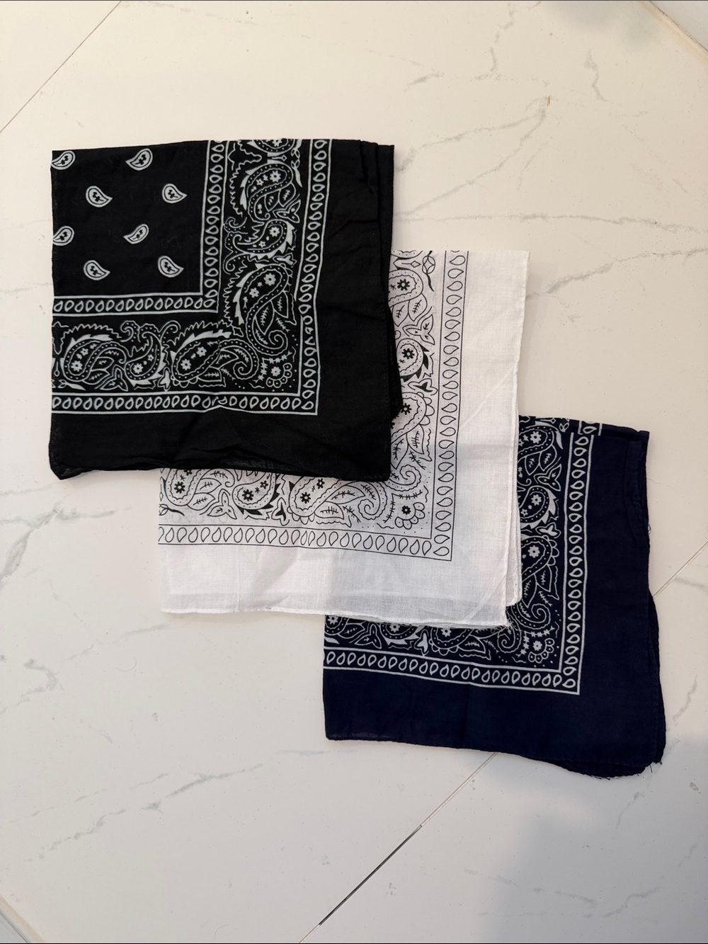 Classic Cotton Bandana Set - Black, White, Navy